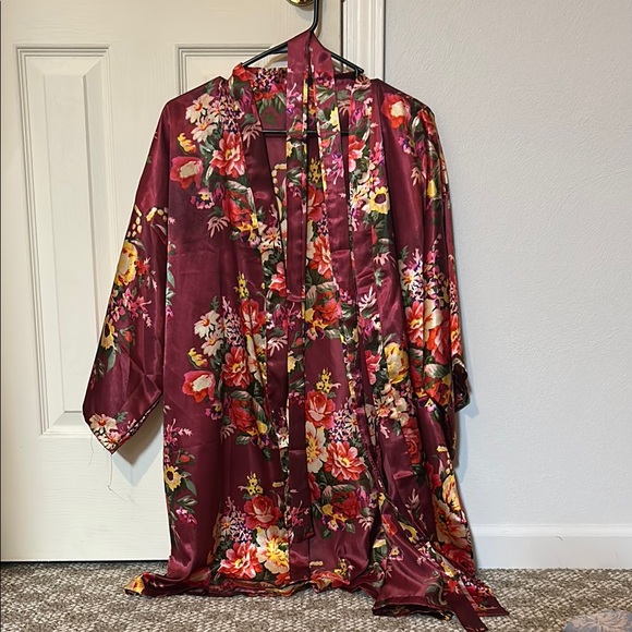 Bridal Bridesmaid Floral Satin Kimono Robe - Picture 1 of 1